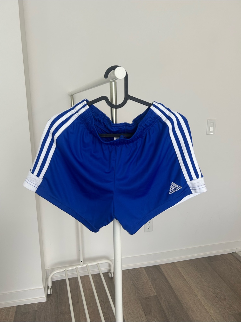 adidas Royal Blue Athletic Shorts with White Stripes